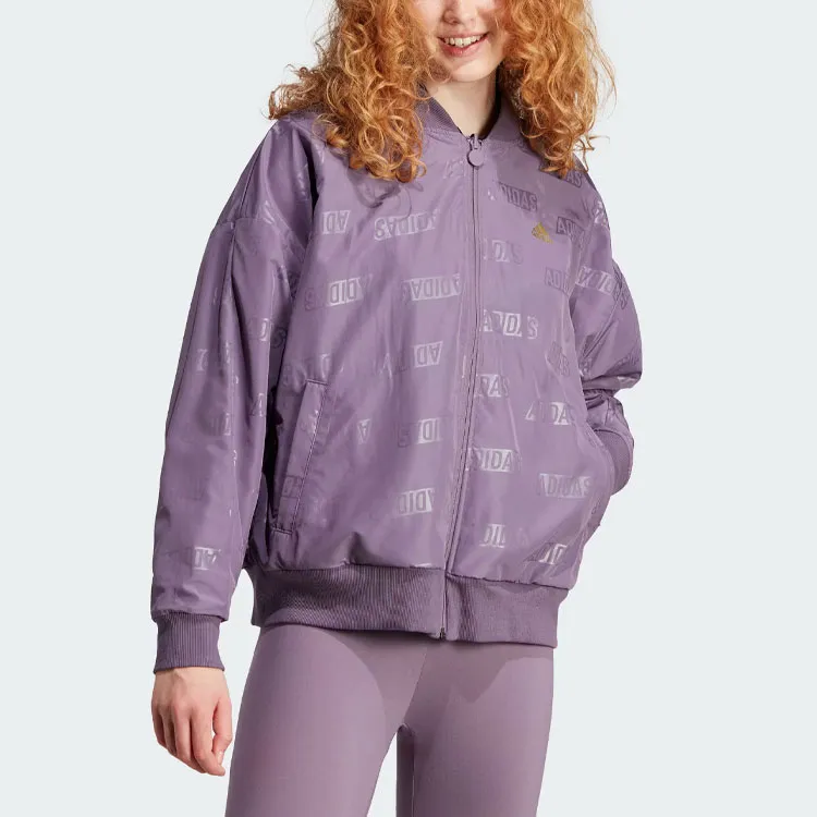 Adidas Embossed Monogram Reversible Jackets Coats Women's Dark Gray Violet-3