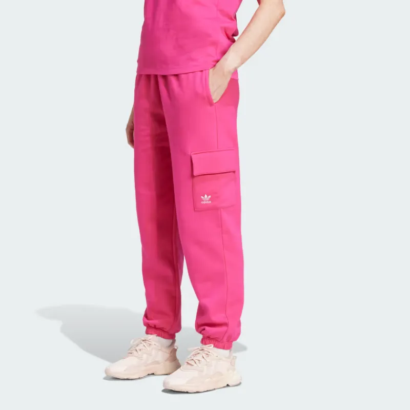 Adidas Originals Essential Essentials Fleece Cargo Joggers Knitted Sports Pants Women's Pink-1