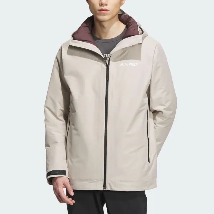 Adidas Waterproof And Windproof Windbreaker Jacket Men's Ecru-3
