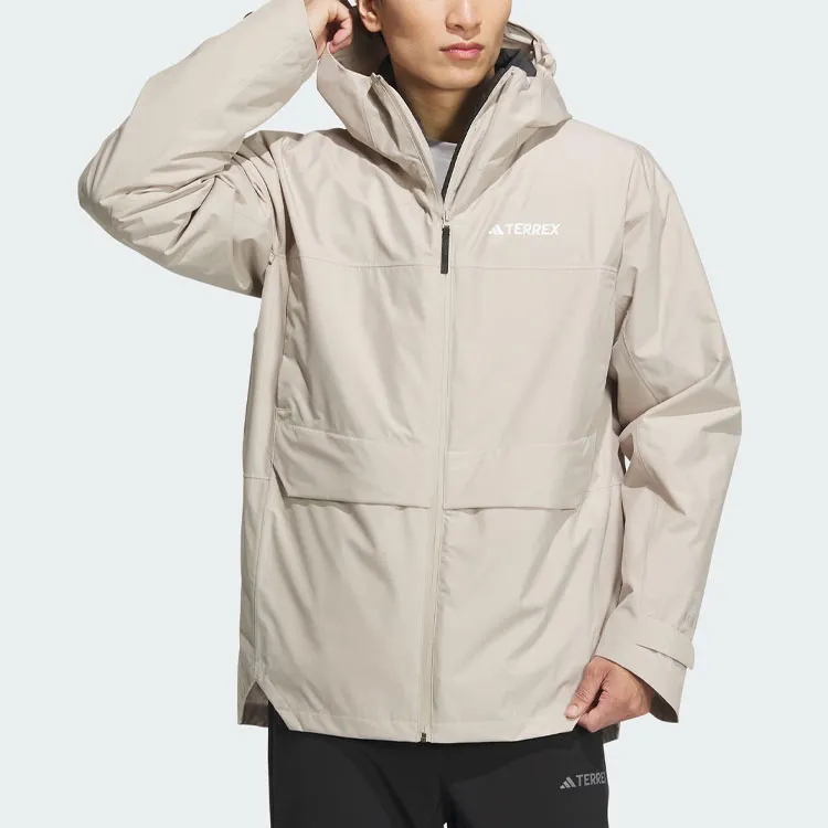 Adidas Waterproof And Windproof Windbreaker Jacket Men's Beige-2