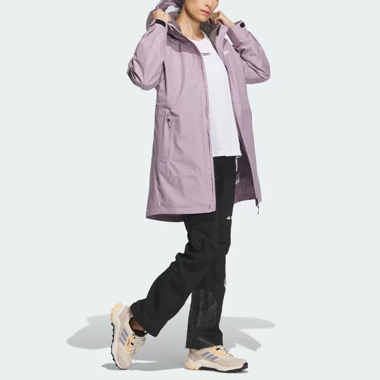 Adidas Water-Resistant Windproof And Rainproof Windbreaker Jacket Women's Pink-4