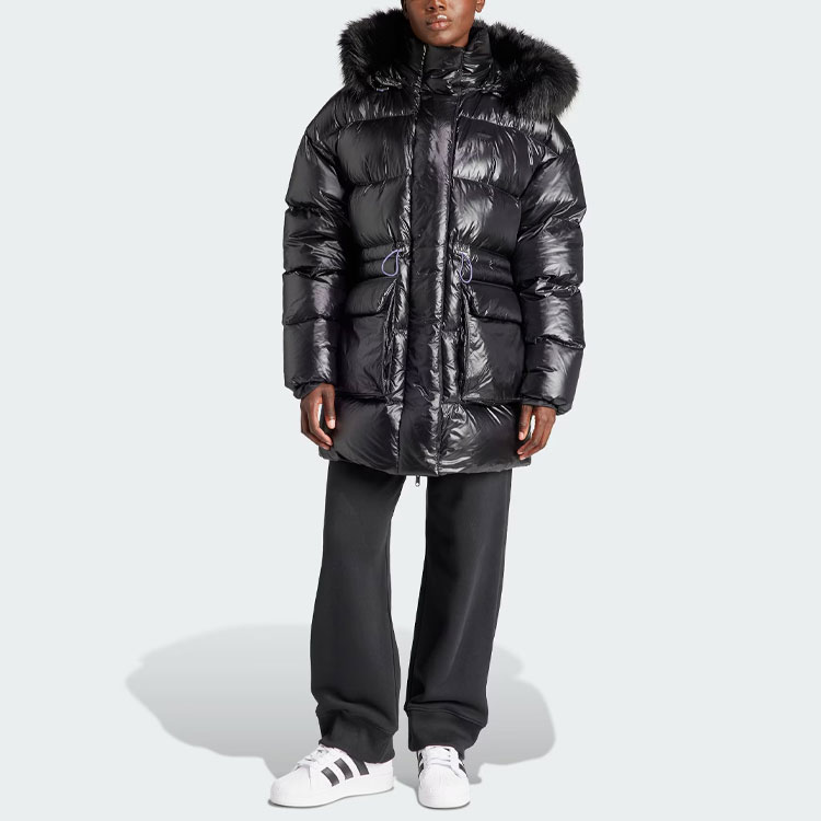 Adidas Originals PUFFED LONG FUR Down Jacket Women's Black