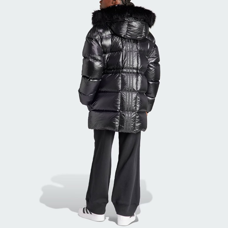 ファッション Adidas Originals PUFFED LONG FUR Down Jacket Women's Black S ジャケット・アウター