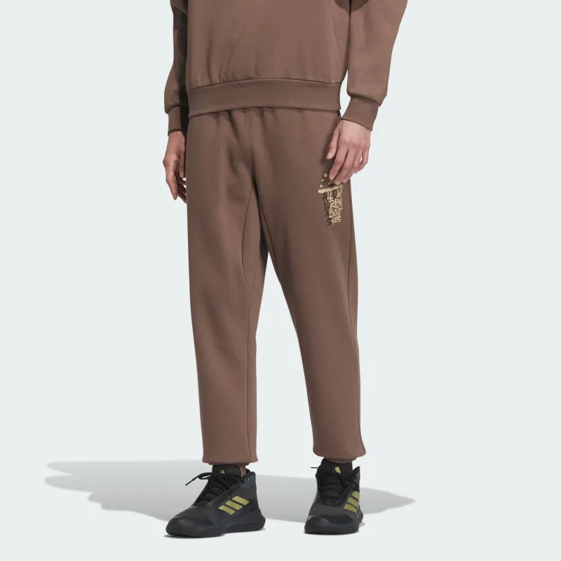 Adidas Qi White Stone Co branded Model Basketball Legends Pants Knitted Sports Pants Men's Stratum Dark Earthy Brown-1