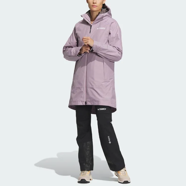 Adidas Water-Resistant Windproof And Rainproof Windbreaker Jacket Women's Pink-2