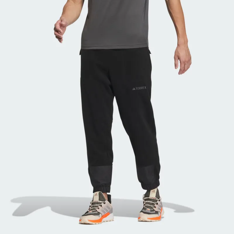 Adidas Fleece Joggers Elastic Cuff Knitted Sweatpants Men's Black-1