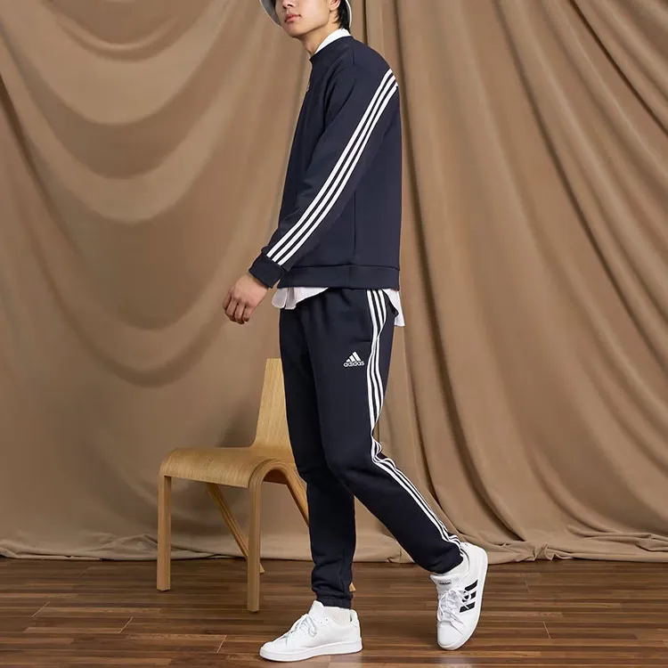 Adidas Essentials Fleece Tapered Elastic Cuff 3 Stripes Pants-3