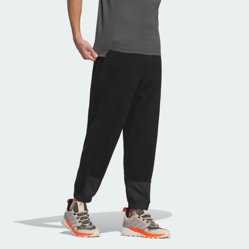 Adidas Fleece Joggers Elastic Cuff Knitted Sweatpants Men's Black-3