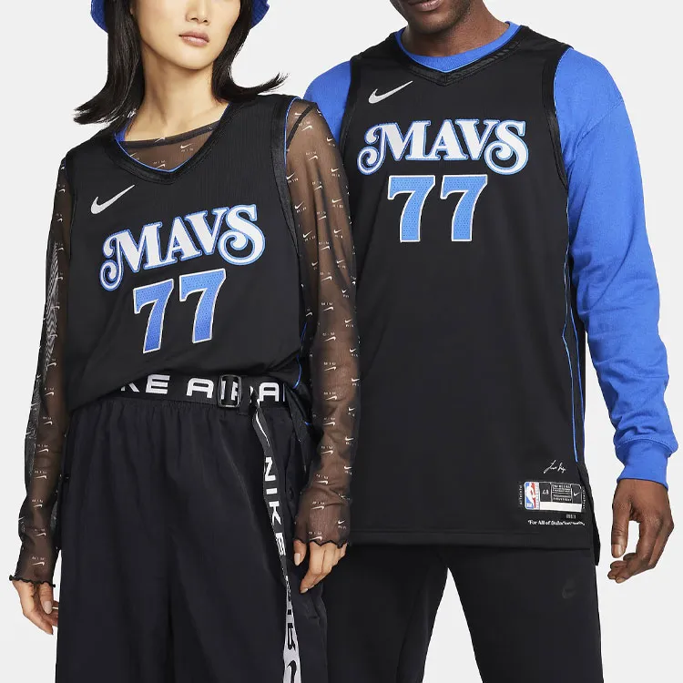 Nike Dri Fit Basketball Jersey AU Player Edition 2023/24 Dallas Mavericks, Dallas Mavericks Size 77 Unisex Black-2
