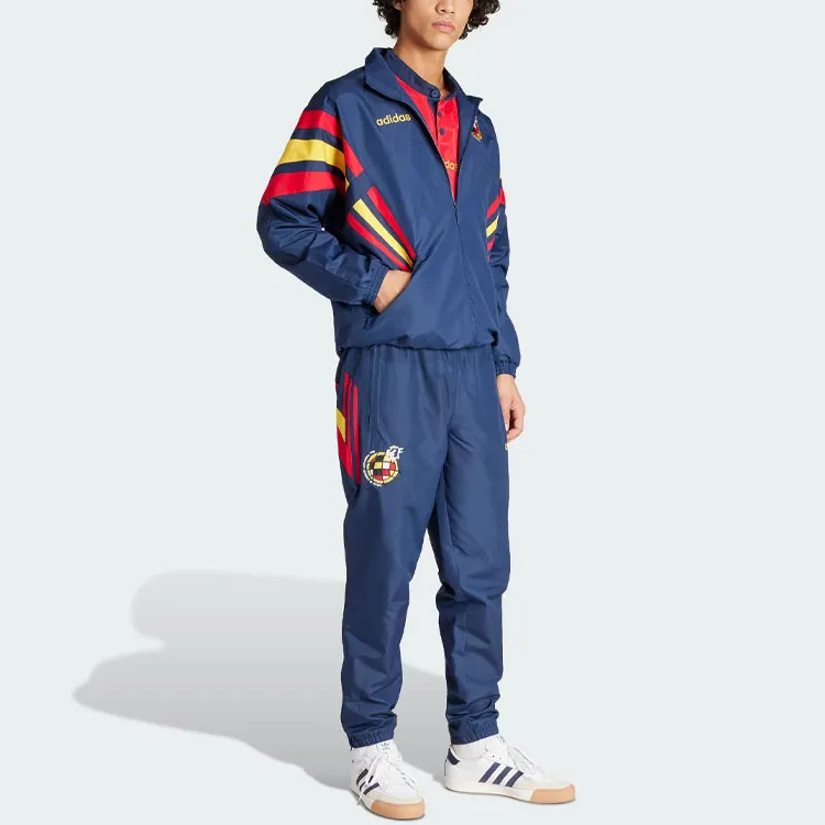 Adidas SPAIN 1996 Woven Track Jacket Retro Sports Stand Collar Jackets Men's Dark Indigo-3