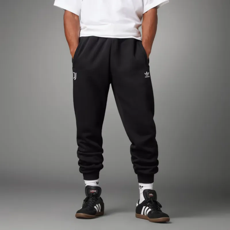 Adidas Originals Essential Juventus Essentials Trefoil Tracksuit Bottoms Knitted Sports Pants Men's Black-1
