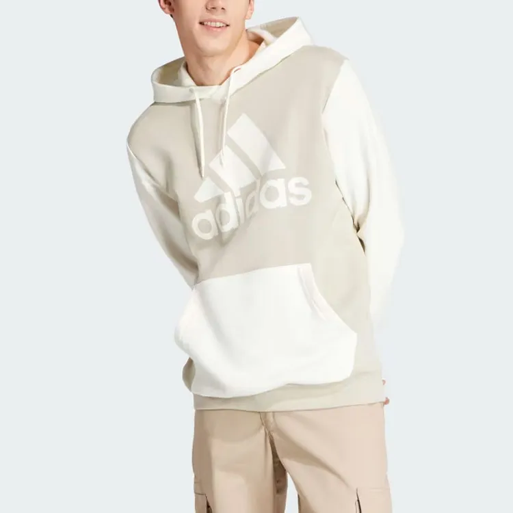 Adidas Essential Essentials Fleece Big Logo Hoodie Sweatshirt Men's Greige-1
