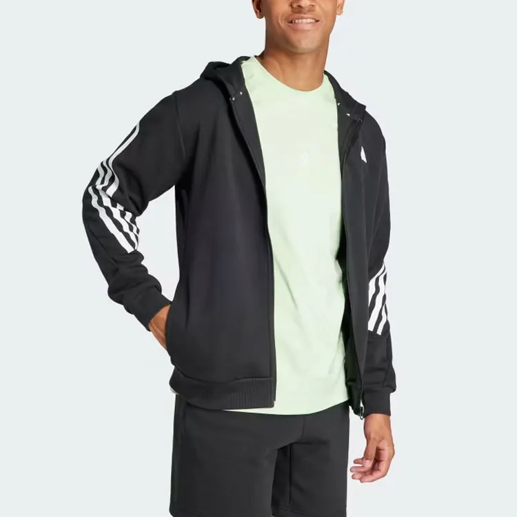 Adidas Future Icons Future Icons 3 Stripes Full Zip Hoodie Jackets & Coats Men's Black-3