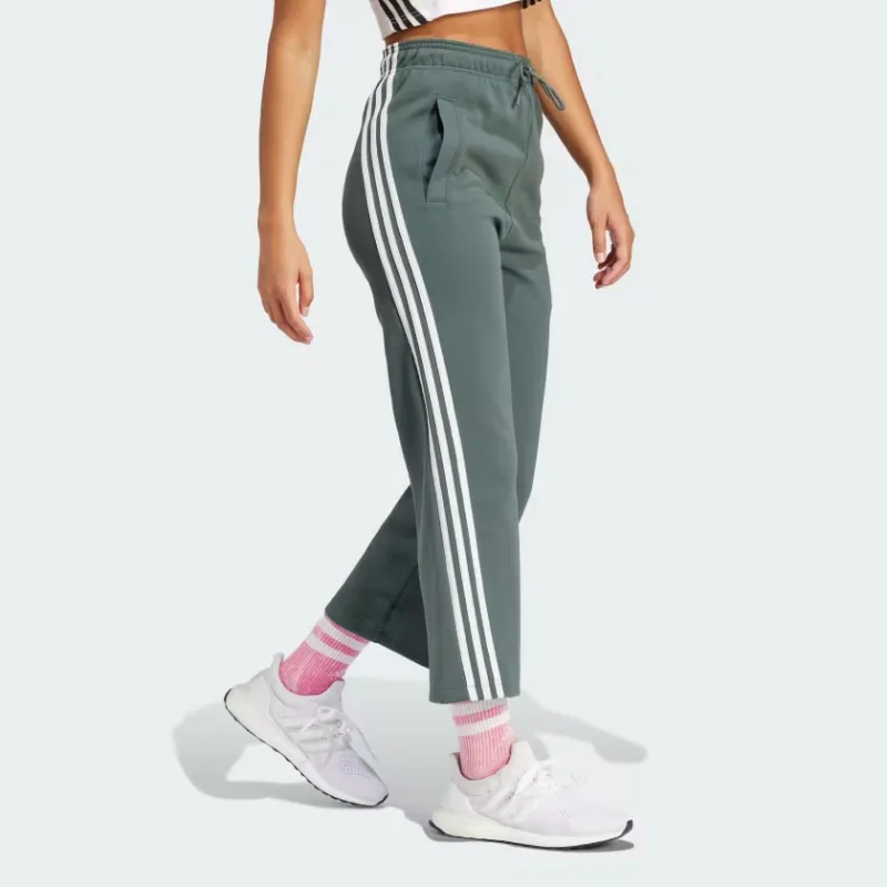 Adidas Future Icons Future Icons 3 Stripes Open Hem Joggers Knitted Sweatpants Women's Green-5