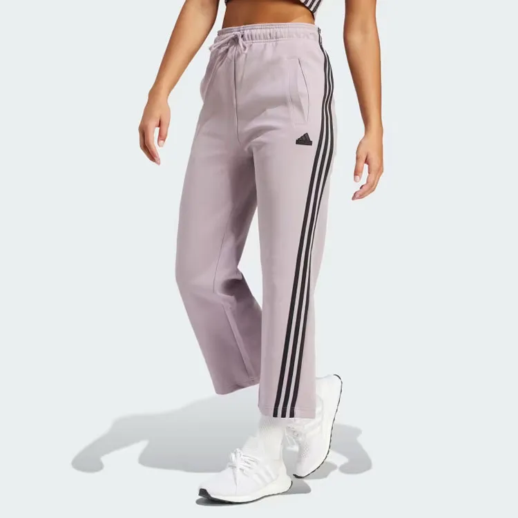 Adidas Future Icons 3 Stripes Open Hem Joggers Knitted Sweatpants Women's Light Purple-1