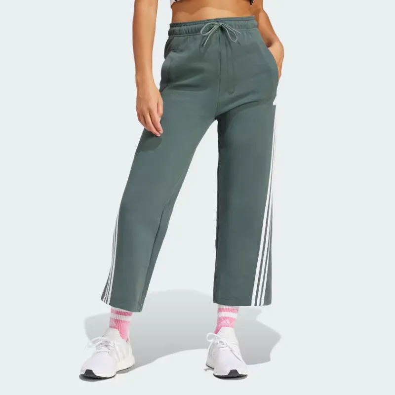 Adidas Future Icons Future Icons 3 Stripes Open Hem Joggers Knitted Sweatpants Women's Green-1
