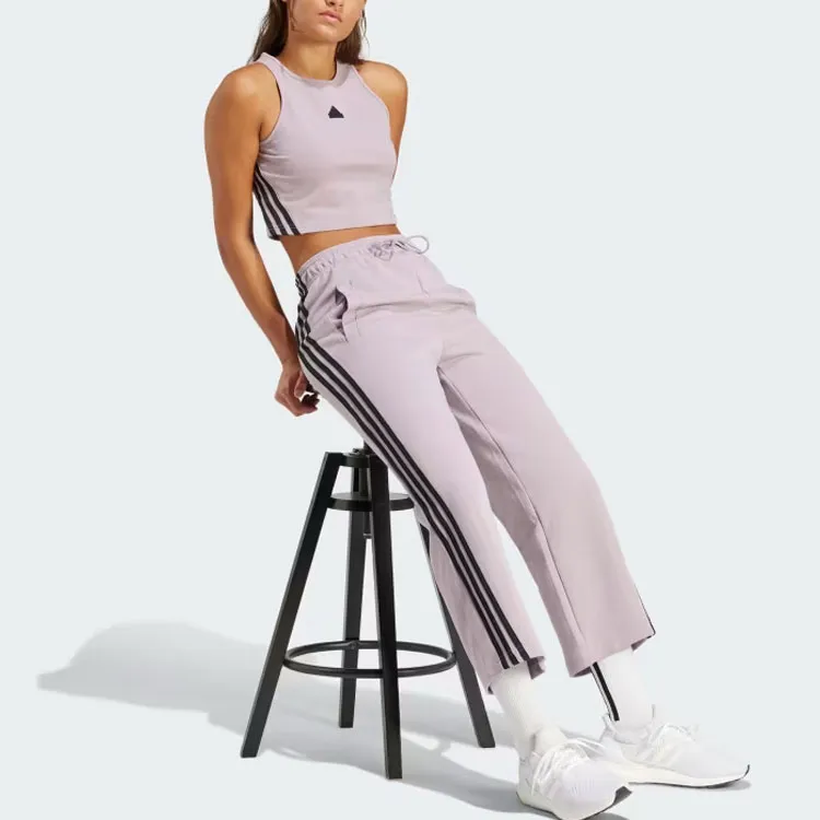 Adidas Future Icons 3 Stripes Open Hem Joggers Knitted Sweatpants Women's Light Purple-2
