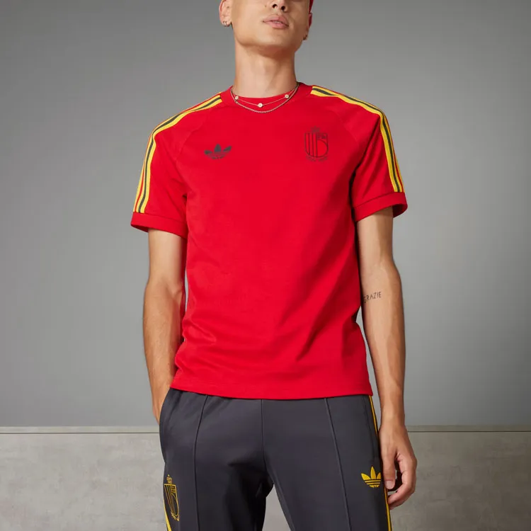 Adidas Originals Belgium Adicolor 3 Stripes T Shirt T Shirt Men's Red-1