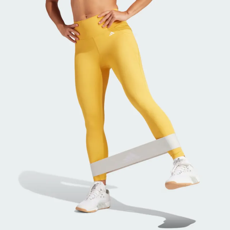Adidas Optime Stash Pocket High-Waisted 7/8 Leggings Athletic Trousers Women's Yellow-1