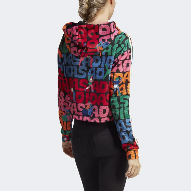 Adidas x FARM RIO 3-Stripes Hoodie Sweatshirt Women's Black-2