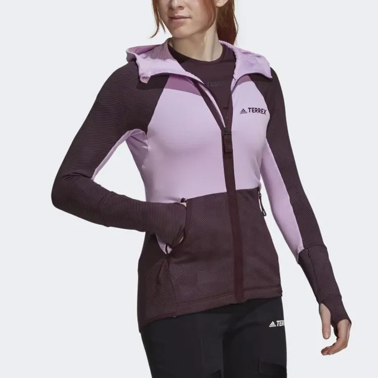 Adidas Terrex Tech Flooce Hooded Hiking Fleece Jacket Jackets Coats Women's Lilac-3