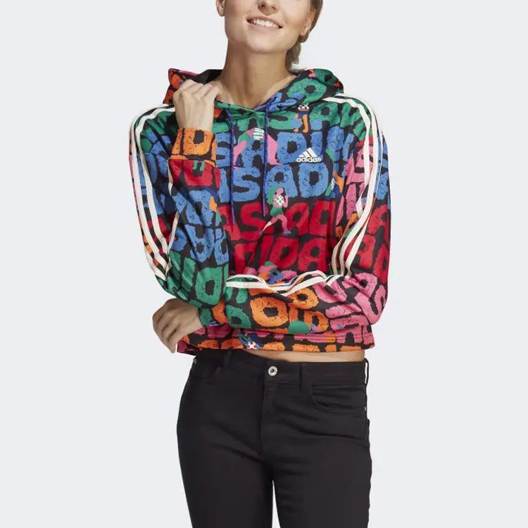 Adidas x FARM RIO 3-Stripes Hoodie Sweatshirt Women's Black-1