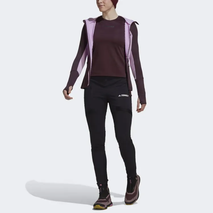 Adidas Terrex Tech Flooce Hooded Hiking Fleece Jacket Jackets Coats Women's Lilac-4