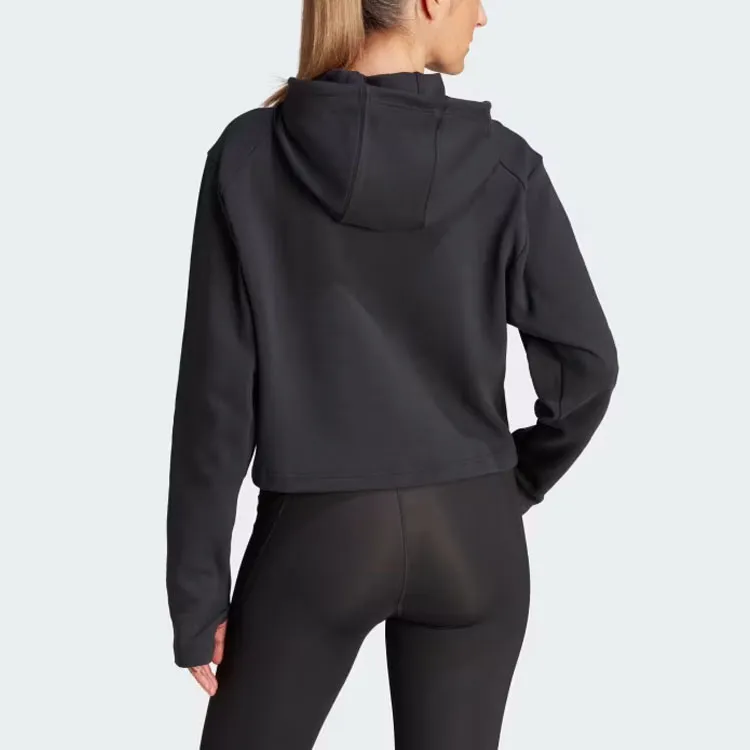 Adidas Train Essentials Train Cotton 3 Stripes Hoodie Sweatshirt Women's Black-2