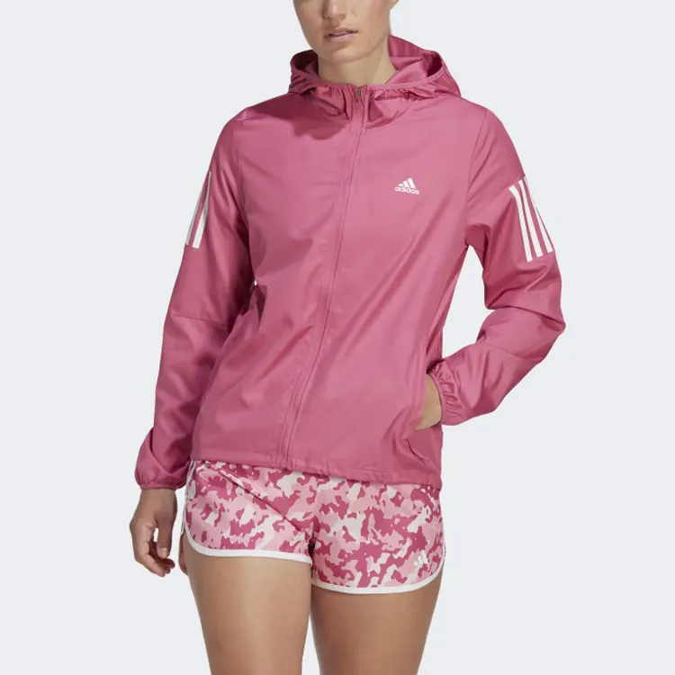 Adidas Own The Run Hooded Running Windbreaker Jackets & Coats Women's Pink-2