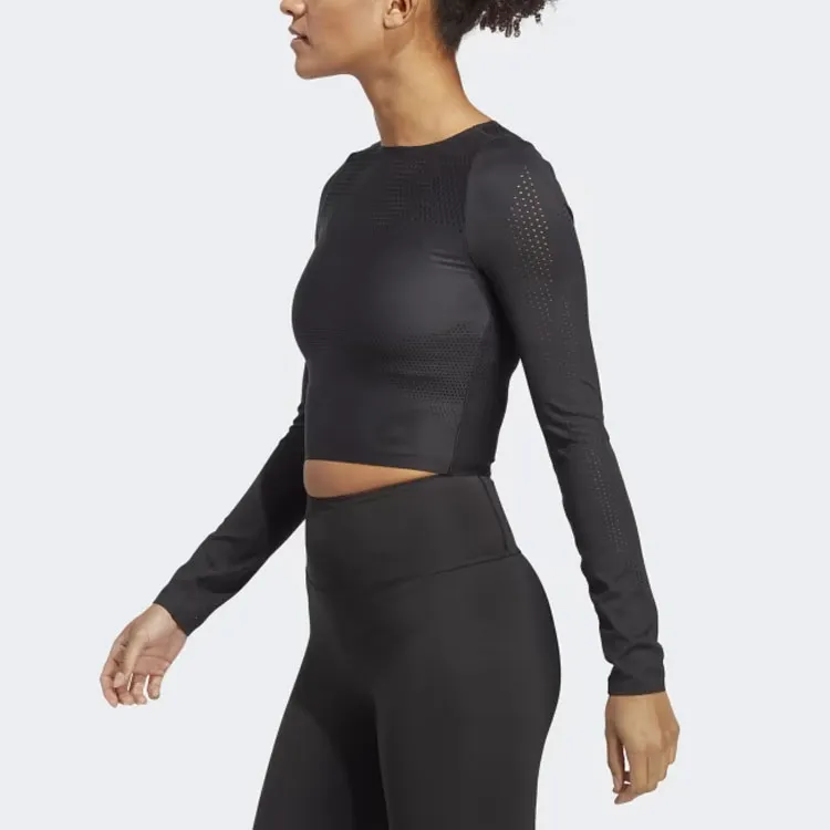 Adidas Best Of Adidas Cropped Long-Sleeve Top T-Shirt Women's Black-3