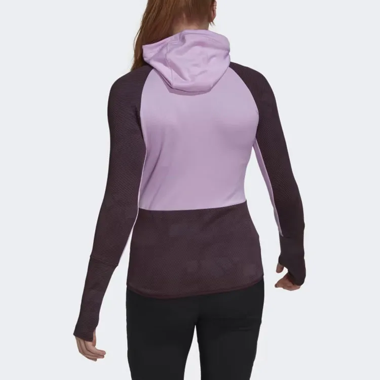 Adidas Terrex Tech Flooce Hooded Hiking Fleece Jacket Jackets Coats Women's Lilac-2