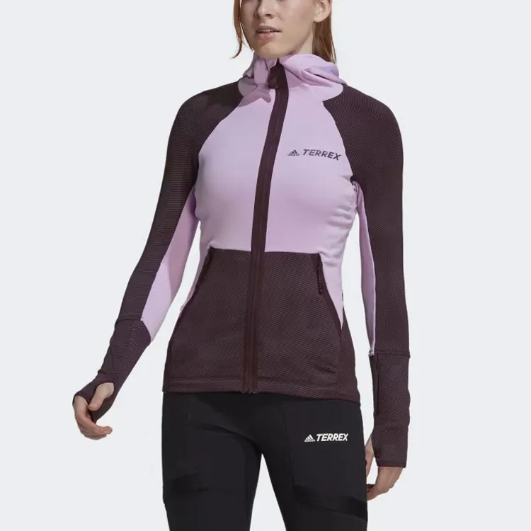 Adidas Terrex Tech Flooce Hooded Hiking Fleece Jacket Jackets Coats Women's Lilac-1