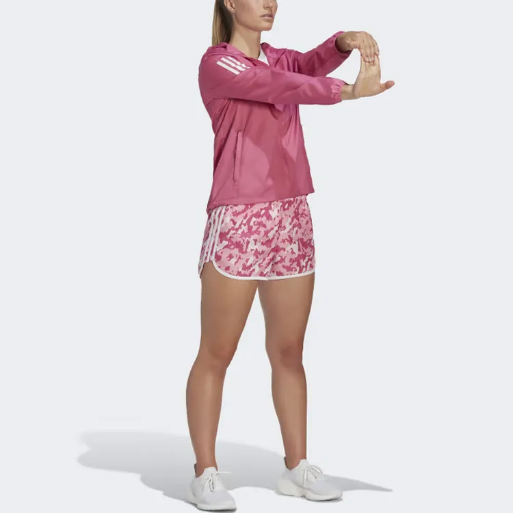 Adidas Own The Run Hooded Running Windbreaker Jackets & Coats Women's Pink-3