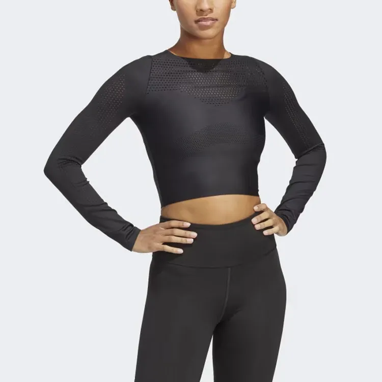 Adidas Best Of Adidas Cropped Long-Sleeve Top T-Shirt Women's Black-1