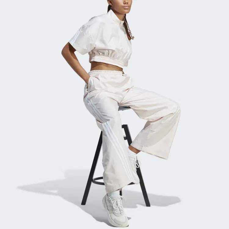 Adidas Future Icons Woven T-Shirt Crop Tops Women's Beige-3
