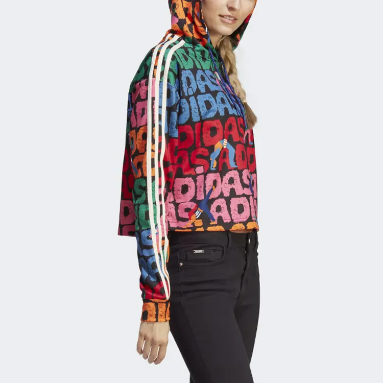 Adidas x FARM RIO 3-Stripes Hoodie Sweatshirt Women's Black-3