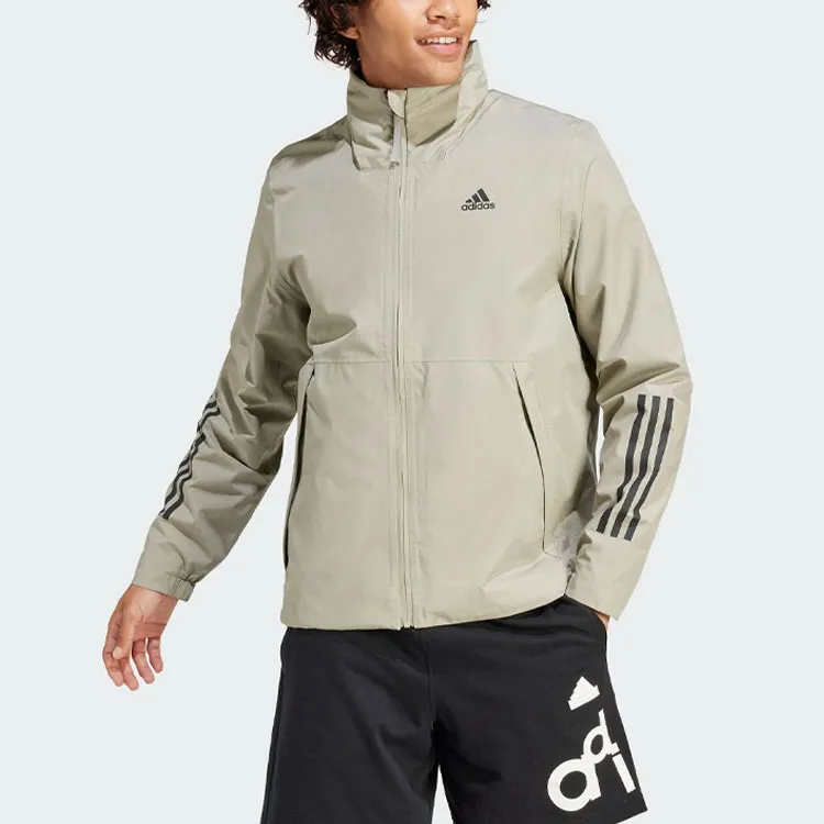 Adidas 3 Stripes Jackets Coats Men's Pebble Silver Gray-2