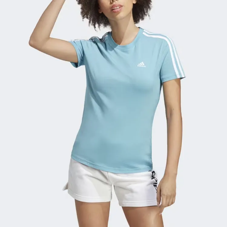 Adidas Essentials Slim 3-Stripes T-Shirt T-Shirt Women's Blue-1