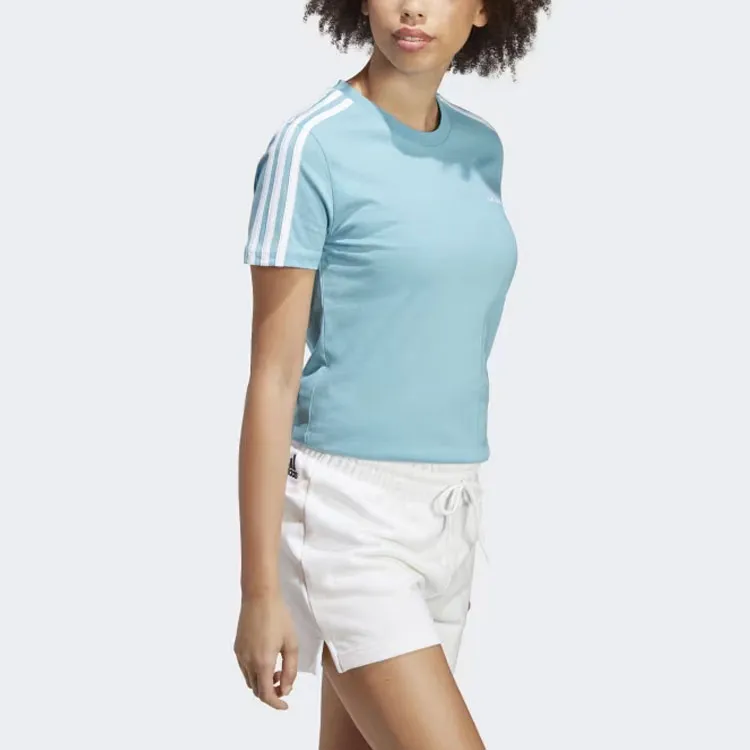 Adidas Essentials Slim 3-Stripes T-Shirt T-Shirt Women's Blue-3