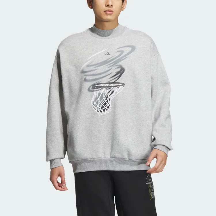 Adidas Basketball Crew Sweatshirt American Sweatshirt Unisex Medium Heather Gray-1