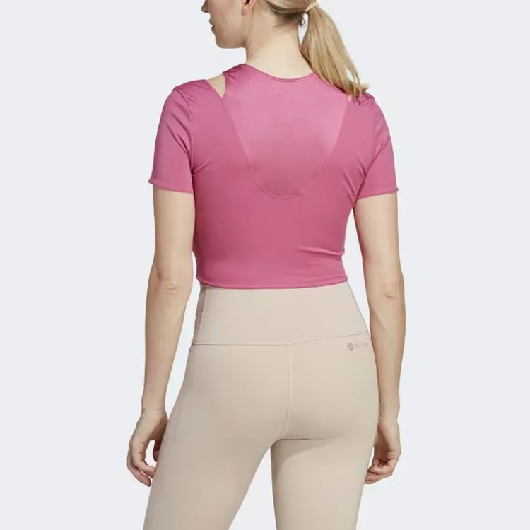 Adidas Hiit Aeroready Crop Training T-Shirt Crop Tops Women's Pink-2