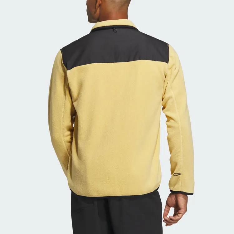 Adidas Full Zip Polar Fleece Jacket Velvet feel Coat Men's Light Yellow-2