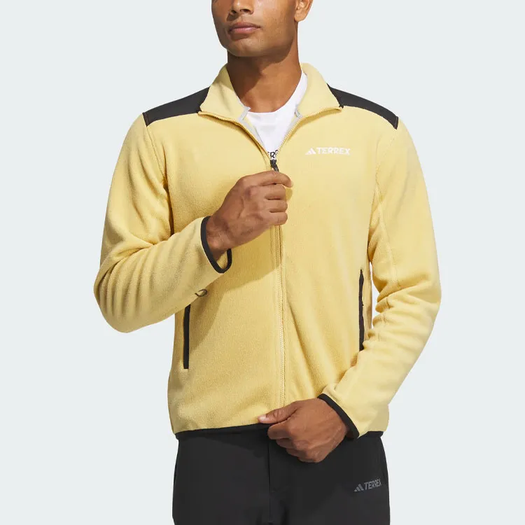 Adidas Full Zip Polar Fleece Jacket Velvet feel Coat Men's Light Yellow-1