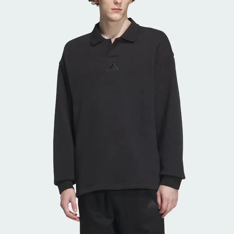 Adidas Heavy French Terry Polo Shirt Polo Shirt Unisex Black-1