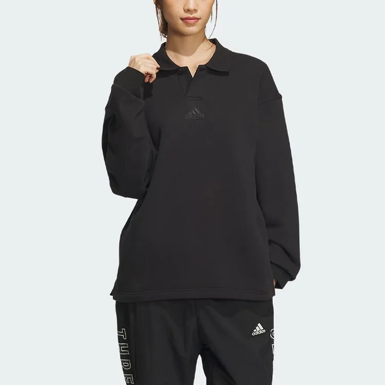 Adidas Heavy French Terry Polo Shirt Polo Shirt Unisex Black-5