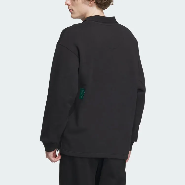 Adidas Heavy French Terry Polo Shirt Polo Shirt Unisex Black-3