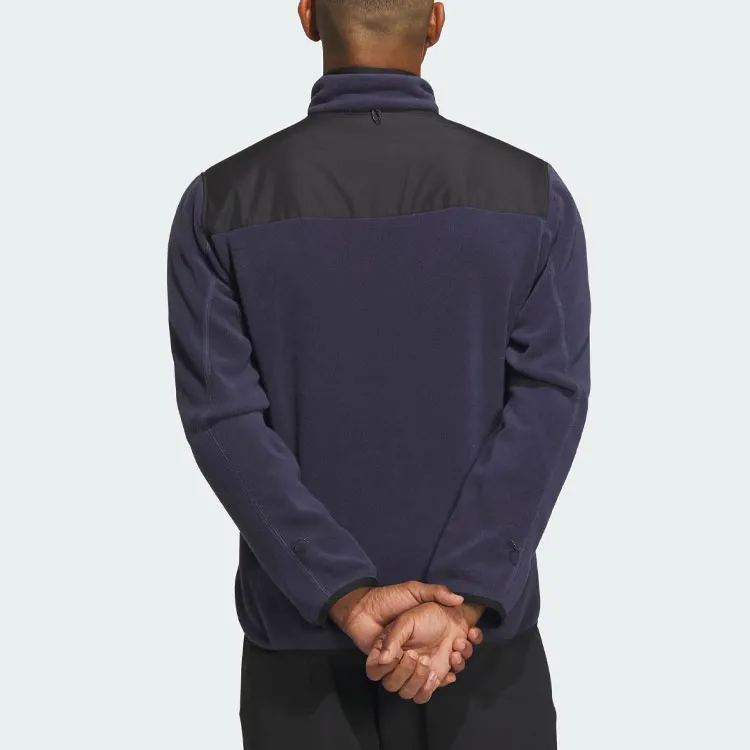 Adidas Full Zip Polar Fleece Jacket Velvet feel Coat Men's Dark Navy Blue-2