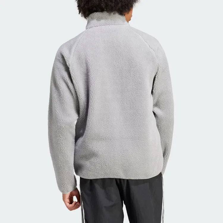 Adidas Originals Polar Fleece Full-Zip Top Velvet-feel Coat Men's Pure Gray-2
