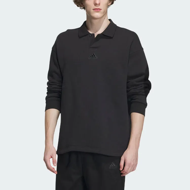 Adidas Heavy French Terry Polo Shirt Polo Shirt Unisex Black-2