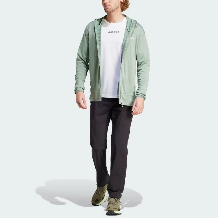 Adidas Xperior Light Fleece Hooded Jacket Jackets Coats Men's Dusty Green-4